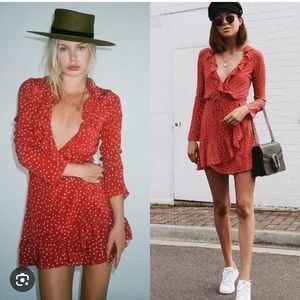 Réalisation Par The Alexandra Mini wrap Dress in Red Star Size Large